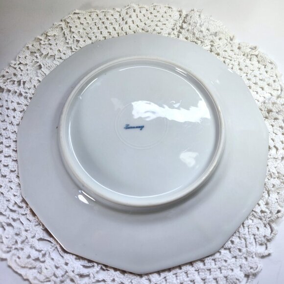 Bird of Paradise Pheasant Plate Made in Germany 7.5" Diameter 12 Sided Floral - Picture 7 of 7